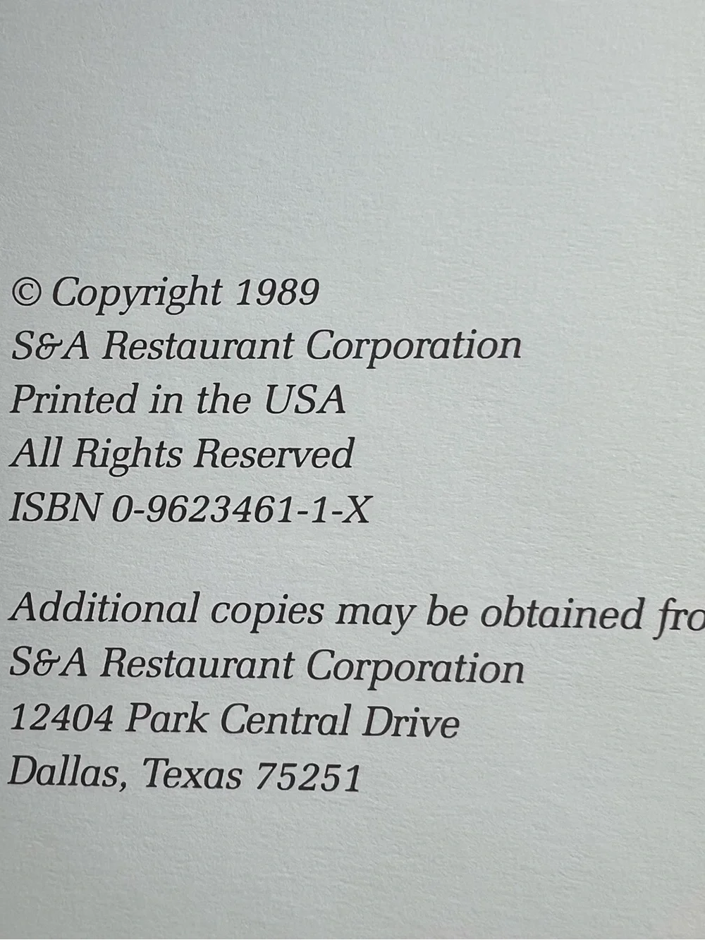Bennigan's Restaurant Escape From the Everyday Cookbook VTG 1989 Recipes 80s